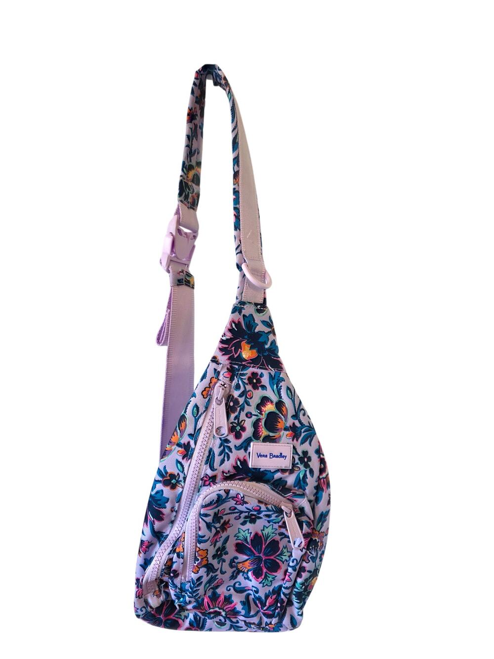 Vera Bradley Women's Recycled Lighten Up Reactive Floral Sling Backpack Purple